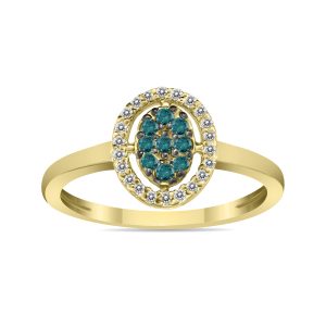 Blue and White Diamond Ring in 10k Yellow Gold- RGF8082BL
