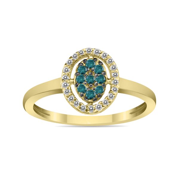 Blue and White Diamond Ring in 10k Yellow Gold- RGF8082BL