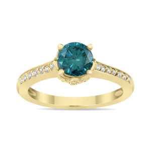 1 1/5 Carat TW Blue and White Diamonds Ring in 14K Yellow Gold- RGF8104BL