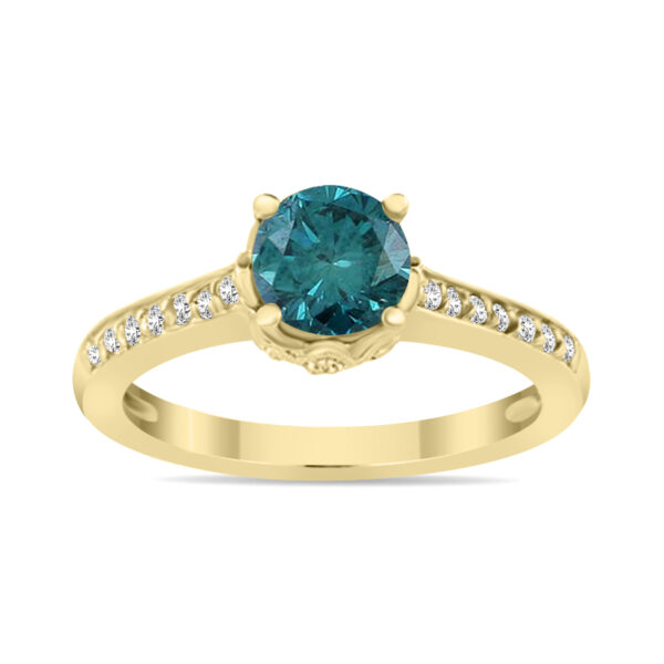 1 1/5 Carat TW Blue and White Diamonds Ring in 14K Yellow Gold- RGF8104BL