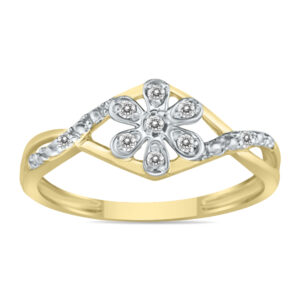 Diamond Flower Twist Ring in 10k Yellow Gold- RGF8191