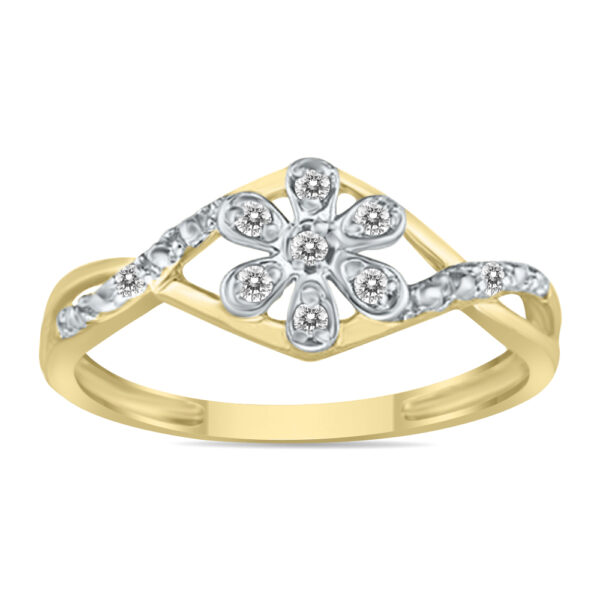 Diamond Flower Twist Ring in 10k Yellow Gold- RGF8191