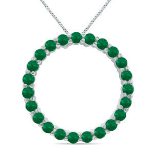 Emerald Circle Pendant in.925 Sterling Silver- SLP8074EM