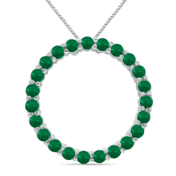 Emerald Circle Pendant in.925 Sterling Silver- SLP8074EM