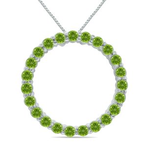 Peridot Circle Pendant in.925 Sterling Silver- SLP8074PD
