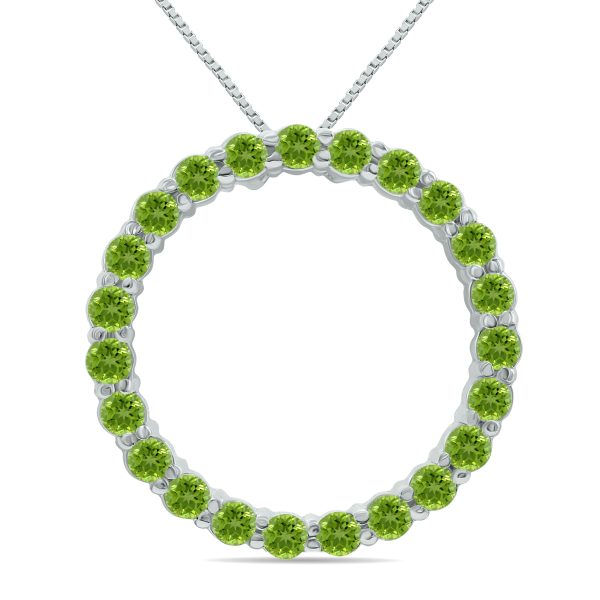 Peridot Circle Pendant in.925 Sterling Silver- SLP8074PD