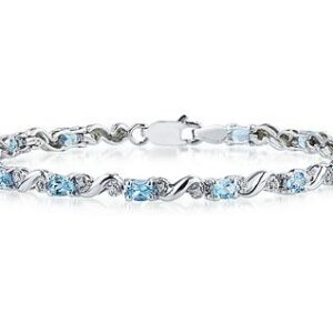 10k White Gold Diamond and Blue Topaz Bracelet- SPB8127BT
