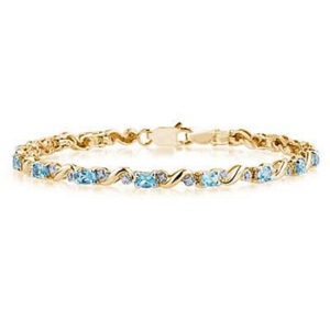 10k Yellow Gold Diamond and Blue Topaz Bracelet- SPB8128BT