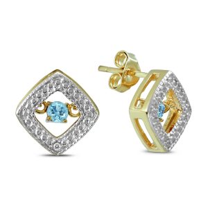 BlueTopaz and Diamond Dancer Earrings in.925 Sterling Silver- SPE57981BT