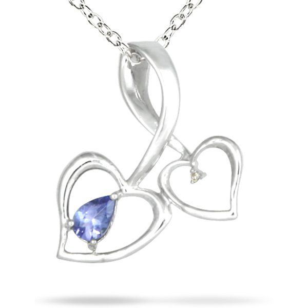 Tanzanite and Diamond Pendant in 10K White Gold- SPP12122TZ