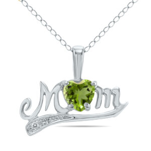 Peridot and Diamond MOM Pendant in 10K White Gold- SPP3360PD