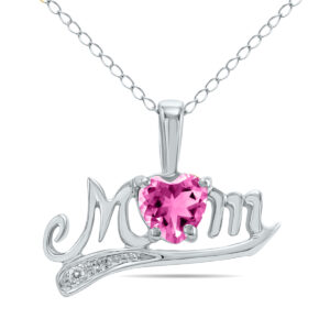 Pink Topaz and Diamond MOM Pendant 10k White Gold- SPP3360PZ