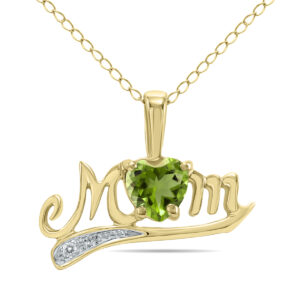 Peridot and Diamond MOM Pendant in 10K Yellow Gold- SPP3361PD