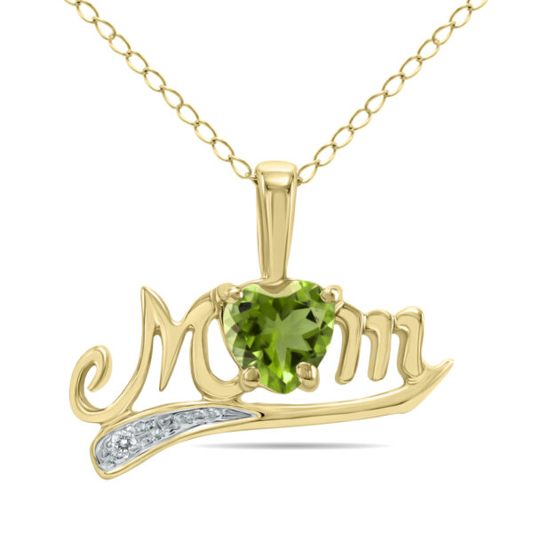 Peridot and Diamond MOM Pendant in 10K Yellow Gold- SPP3361PD