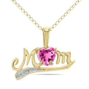 Pink Topaz and Diamond MOM Pendant in 10K Yellow Gold- SPP3361PZ