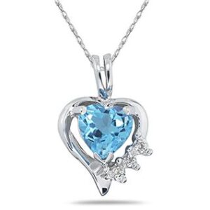 Heart Shape Blue Topaz & Diamond Pendant- SPP3881BT