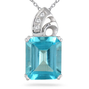 Blue Topaz and Diamond Pendant 10k White Gold- SPP4400BT