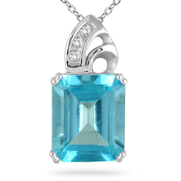 Blue Topaz and Diamond Pendant 10k White Gold- SPP4400BT