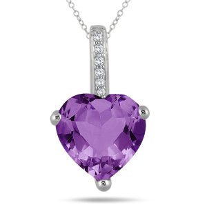 2.70 Carat Amethyst Heart and Diamond Pendant in 10K White Gold- SPP55186AM