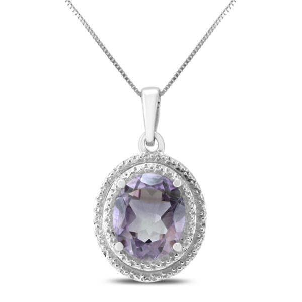 12X10mm Oval Amethyst Pendant in.925 Sterling Silver- SPP57775AMAM