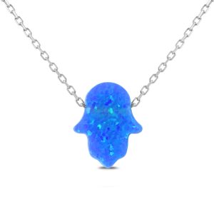 Created Opal Hamsa Pendant with.925 Sterling Silver Adjustable Chain- SPP57991LOP