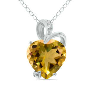 4.75 Carat Citrine Heart and Diamond Pendant in 14K White Gold- SPP7864CT