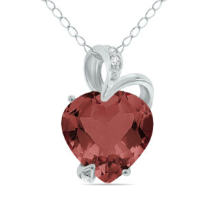 4.75 Carat Garnet Heart and Diamond Pendant in 14K White Gold- SPP7864GT