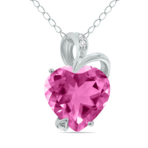 4.75 Carat Pink Topaz Heart and Diamond Pendant in 14K White Gold- SPP7864PZ