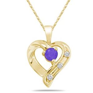 Tanzanite and Diamond Heart Pendant 14kt Yellow Gold- SPP7875TZ