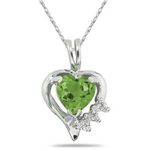 Heart Shape Peridot & Diamond Pendant in 10k White Gold- SPP7882PD