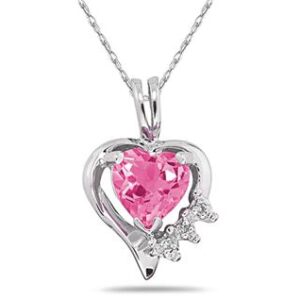 Heart Shape Pink Topaz & Diamond Pendant in 10k White Gold- SPP7882PZ