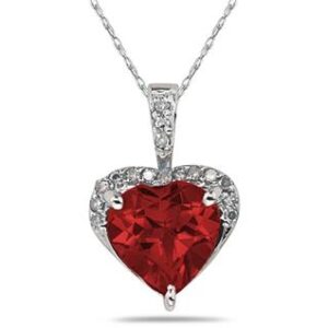 Garnet & Dimaond Heart Pendant in 10k White Gold- SPP7939GT