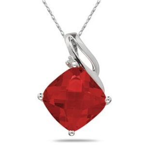 Garnet & Diamond Swirl Pendant in 10K White Gold- SPP7951GT