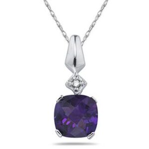 1 Carat Amethyst & Diamond Pendant in 10k White Gold- SPP7963AM