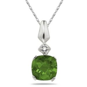 1 Carat Peridot & Diamond Pendant in 10k White Gold- SPP7963PD