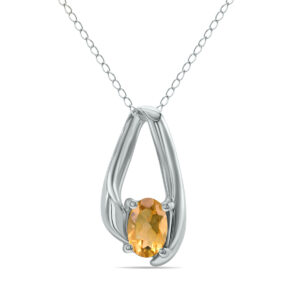 Citrine Loop Pendant Necklace in 10K White Gold- SPP8049CT