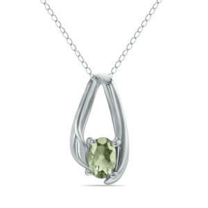 Green Amethyst Loop Pendant Necklace in 10K White Gold- SPP8049GA
