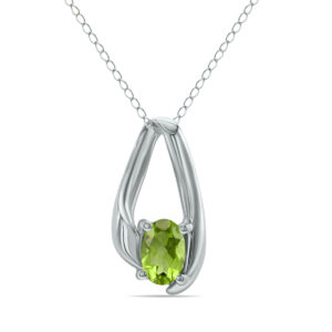 Peridot Loop Pendant Necklace in 10K White Gold- SPP8049PD