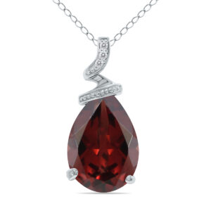 5 Carat Pear Shaped Garnet & Diamond Pendant in 10K White Gold- SPP8073GT