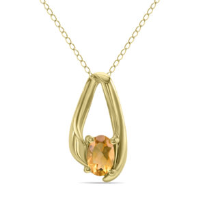 Citrine Loop Pendant Necklace in 10K Yellow Gold- SPP8093CT