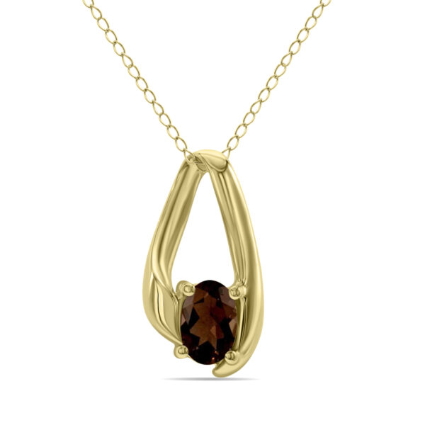 Smokey Quartz Loop Pendant Necklace in 10K Yellow Gold- SPP8093SQ