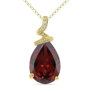 5 Carat Pear Shaped Garnet & Diamond Pendant in 10K Yellow Gold- SPP8102GT