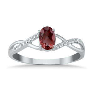 Garnet and Diamond Twist Ring in 10K White Gold- SPR12306GT