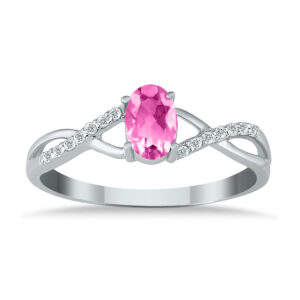 PinkTopaz and Diamond Twist Ring in 10K White Gold- SPR12306PZ