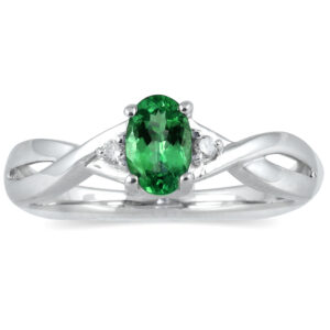 Emerald and Diamond Ring in 10K White Gold- SPR12342EM