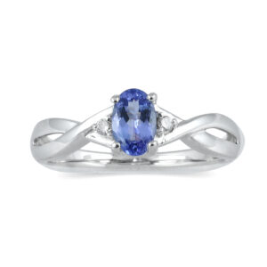 Tanzanite and Diamond Ring in 10K White Gold- SPR12342TZ