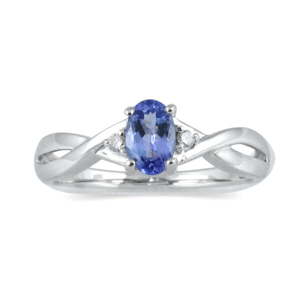 Tanzanite and Diamond Ring in 10K White Gold- SPR12342TZ