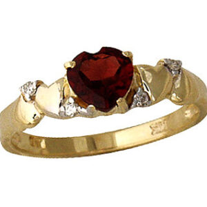 Garnet and Diamond Heart Ring in 14K Yellow Gold- SPR4275GT
