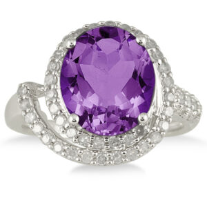 4 3/4 Carat Oval Amethyst and Diamond Ring in 10K White Gold- SPR50459AM