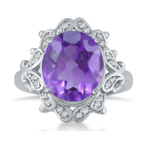 Amethyst and Diamond Ring in 10K White Gold- SPR51008AM